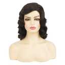 Brown Vintage Wig for Women Short Curly Shoulder Length Wig 1940s 1950s Retro Wig for Halloween Cosplay Daily Use