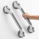 Grab Bars for Bathtubs and Showers 2 Pack Shower Handle, Heavy Duty Suction Grab Bar Bath Handrails for Seniors and Elderly, Bathroom Safety Grip No Drilling Waterproof Removable, Grey (Gray)