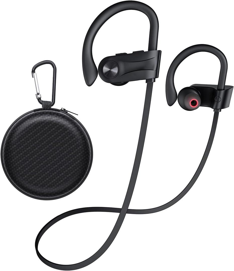 Bluetooth Headphones, Wireless Earbuds Bluetooth 5.3 Headphones with 16Hrs Playtime Stereo Bass Headsets, IPX7 Waterproof Running Earphones for Sports, Black