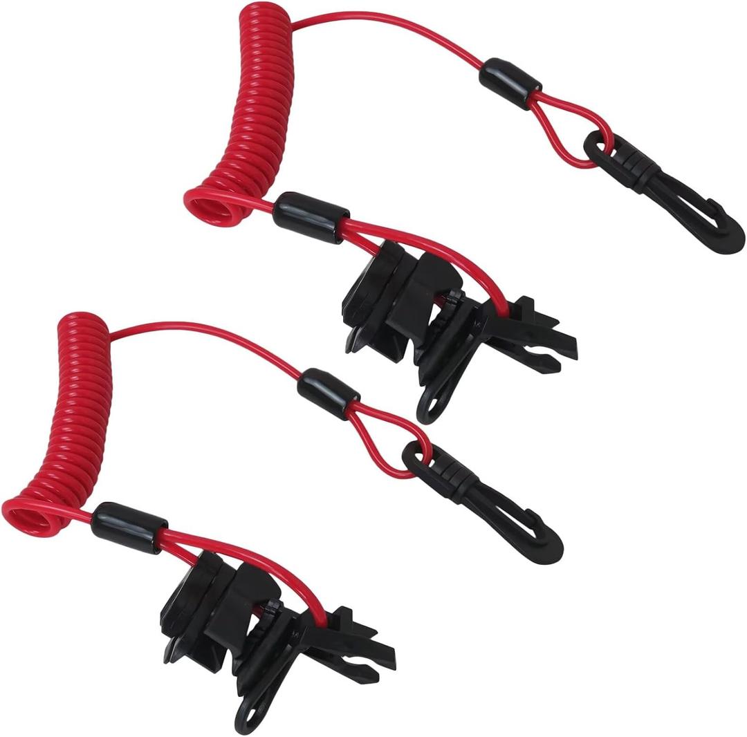 Universal Boat Safety Lanyard Kill Switch with 7 Keys, Compatible with Mercury Yamaha Honda Tohatsu Johnson Evinrude Suzuki Jet Ski Outboard Marine Engine Cutoff Switch Cord Tether