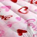 2 x Pink Love Heart Comforter Bedding Set with 2 Pillowcase Twin Size Pink Girl Comforter Set for Kids Boys Girls Bedroom Decor