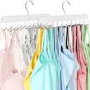Bra Hanger for Closet, Tank Top Hanger 20 Hooks Capacity Foldable Wood Space Saving Hangers Closet Organizers and Storage for Dorm & Apartment for Tank Top, Bra, Scarf (White)