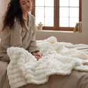 Bedsure 3D Fleece Bubble Blanket for Couch - GentleSoft White Spring Throw Blanket for Sofa Bed Room Decor - Luxury Soft Cozy Blanket Mothers Gifts Day for Women, Lightweight, Off White, 50"60"