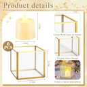 Sliner 6 Set Gold Votive Candle Holders Centerpieces 3.15 x 3.15 Inch Glass Hurricane Wedding Table Decor Gold Terrarium Geometric Lanterns Tealight Candle Holders for Vintage Wedding Table Decoration