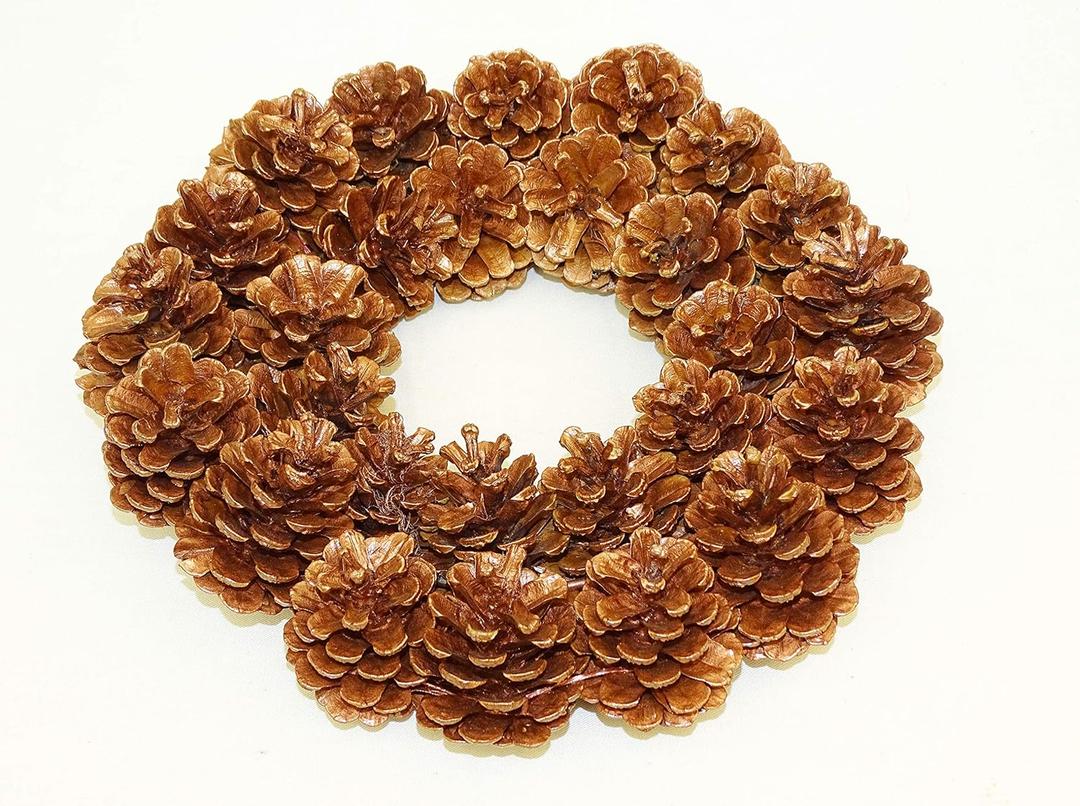 MossArt Deco Preserved Pine Cone Wreath Boxwood Large Wreath Front Door Wall Hanging Ornaments Garland Christmas Decoration Gifts for Christmas Party Easter Thanksgiving Day Decor