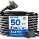 ANDELI 40Amp 50ft Welder Extension Cord 8 AWG [ETL Listed], 250V NEMA 6-50 Heat-Resistant Welding Cord 3 Prong for MIG/TIG/MMA Welder, Plasma Cutter8-50ft