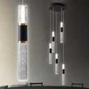 5-Light Modern Pendant Lights Kitchen Island Lighting Fixture,Dimmable Mordern LED Pendant Light with Remote,Black Gold Modern Led Chandelier for Dining Room (Gold,Luxury Style)