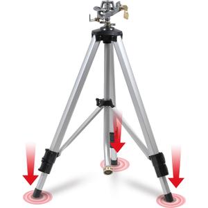 YAMATIC Impact Sprinkler on Adjustable Tripod Base, 360 Degree Large Area, Heavy Duty Adjustable Pulsator Sprinkler for Lawn, Yard and Grass Irrigation, Spray up to 20-90ft(Zinc Head) (1 Pack)