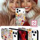 2 x Compatible with iPhone 17 Pro Max Case Wallet Cute for Women with Design,Rugged Credit Card Holder Slot Protective Phone Skin Cases Girly Design (Red Vibrant Colorful Flowers)