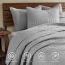 HORIMOTE HOME Grey Queen Size Quilt Set - Soft Microfiber Bedspread with 2 Shams, Lightweight & All-Season Geometric Coverlet for Cozy Bedding, Full/Queen
