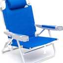 SUNNYFEEL Extra Wide 28" Low Beach Chair 5 Position Lay Flat, XL Oversized Portable Folding Camping Chairs with Cup Holder for Outdoor/Trip, Lightweight Foldable Backpack Beach Chair for Adults, X-Large