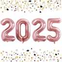 GOER 42 Inch 2025 Foil Number Balloons for 2025 New Year Eve Festival Party Supplies Graduation Decorations (Rose Gold)