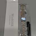 MioHHR Solid Stainless Steel Bands Compatible with Apple Watch 38mm 40mm 41mm, Metal Strap with Soft TPU Case for iWatch Bands Series 9 8 7 6 5 4 3 2 1 SE SE2 SE3 Women and Men, Silver/Gold