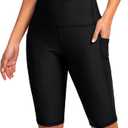 SANTINY Women's 8''/12'' High Waisted Swim Shorts with Pockets UPF50+ Long Board Swimming Shorts for Women with Liner XL