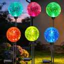 HOOEN Solar Garden Lights, 6 Pack Multi-Color Changing Solar Globe Lights Outdoor Waterproof Decorative for Yard, Powered Glass Ball Garden Lights for Patio Decoration (6pack)