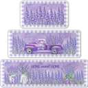 Purple Kitchen Rugs Set of 3 Lavender Kitchen Rug Purple Floor Mats Lavender Decor Area Rug for Farmhouse Home Accessories Stuff,20 x 32, 20 x 47 and 20 * 59 Inch