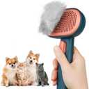 Aumuca Self-Cleaning Shedding Brush for Dogs & Cats, Gentle Deshedding Tool for Long & Short Hair Pets, Easy Hair Removal Grooming Brush (Green)