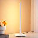 EDISHINE Upgraded LED Table Lamp, Dimmable Bedside Lamp, 3 Color Temperature, Power Cord Touch Switch Desk Lamp, Minimal Nightstand Lamp for Bedroom, Living Room, Gift, Metal Finish, Eye Caring, White