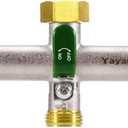 3 Way Garden Hose Splitter, Heavy Duty Brass Nickel Plated Rust Resistant Faucet Manifold, 3/4" Frost Resistant Outdoor Hose Adapter ConnectorHose Spigot Adapter with 3 Large Green Handles