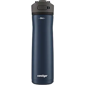 Contigo Ashland 2.0 LeakProof Water Bottle with Lid Lock and Angled Straw, Dishwasher Safe, Interchangeable Lid, 24oz, Blueberry