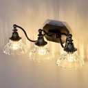 hesoge Farmhouse Bathroom Light Fixture Vintage Vanity Light with Crystal Glass Shade Black 3 Light Wall Mount Lamp Over Mirror