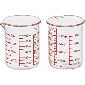 High Borosilicate Glass Measuring Cup-V-Shaped SpoutGlass Measuring Beaker for Kitchen or Restaurant, Easy to Read, 60 ML (2 Oz)-Pack of 2