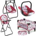 18-Inch Baby Doll Nursery Playset by Litti Pritti - Doll Accessories Set with Swing, Crib, High Chair, and Carrier - Realistic Toy Furniture for Imaginative Play - Gift for Kids Ages 3 Up