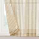 jinchan Tab Top Linen Kitchen Curtains 24 Inches Striped Tier Curtains Farmhouse Modern Cafe Style Small Window Treatments Airy Light Filtering Rod Pocket for Living Room Bathroom 2 Panels Beige