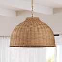 Nathan James Augustine Modern Farmhouse Rattan Pendant Light, Rattan Chandelier Pendant Lamp Shade for Kitchen or Living Room