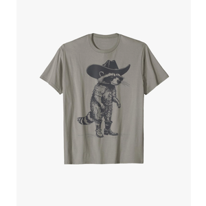 Vintage Raccoon Cowboy Cowgirl Trash Panda Western Country T-Shirt XL