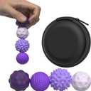 Large Magnetic Sensory Fidget Ball Toy, 4Pcs Silicone Sensory Stress Relief Toys for Adults, Teens with Autism, ADHD, Anxiety, Stocking Stuffers for Women Men Teen Gift (Purple-4, Large)