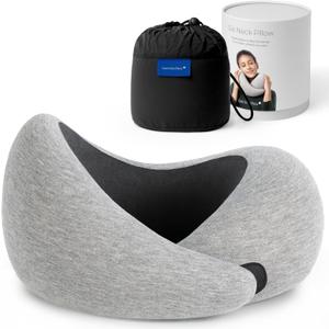 Ostrichpillow Go Neck Pillow, Travel Pillows for Airplanes, Premium Memory Foam Travel Pillow, 360 Ergonomic Design, Asymmetrical Sides, Travel Bag Included, Washable Modal Cover (Onesize, Midnight Gray)