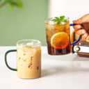 6 Pack Glass Coffee Mugs Set, Clear Coffee Cups with Colorful Handles, Tea Glasses, Drinking Glasses Perfect for Latte, Cappuccino, Tea, Juice