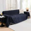 MYSKY HOME Couch Cover for Dogs Washable Couch Covers for 3 Cushion Couch Sofa Super Soft Sofa Slipcover Non Slip Sofa Cover, Chenille Sofa Covers for Dogs, Furniture Protector, 91"x134", Navy Blue