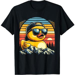 Duck Funny Shirts Graphic Tees Men Rubber Duck Cool Teen Boy T-Shirt, M