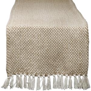 DII Woven Basics Collection 100% Cotton Knit Table Runner, 15x108, Stone