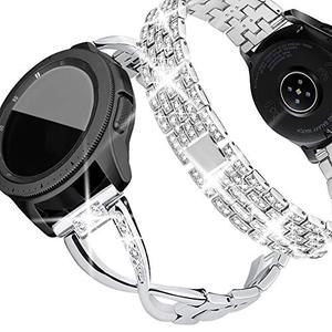 SUPOIX Compatible for Samsung Galaxy Watch 8 40mm 44mm/Galaxy Watch 8 Classic 46mm, 2 Pack 20mm Women Jewelry Bling Replacement Strap for Women daily wearing (Silver)