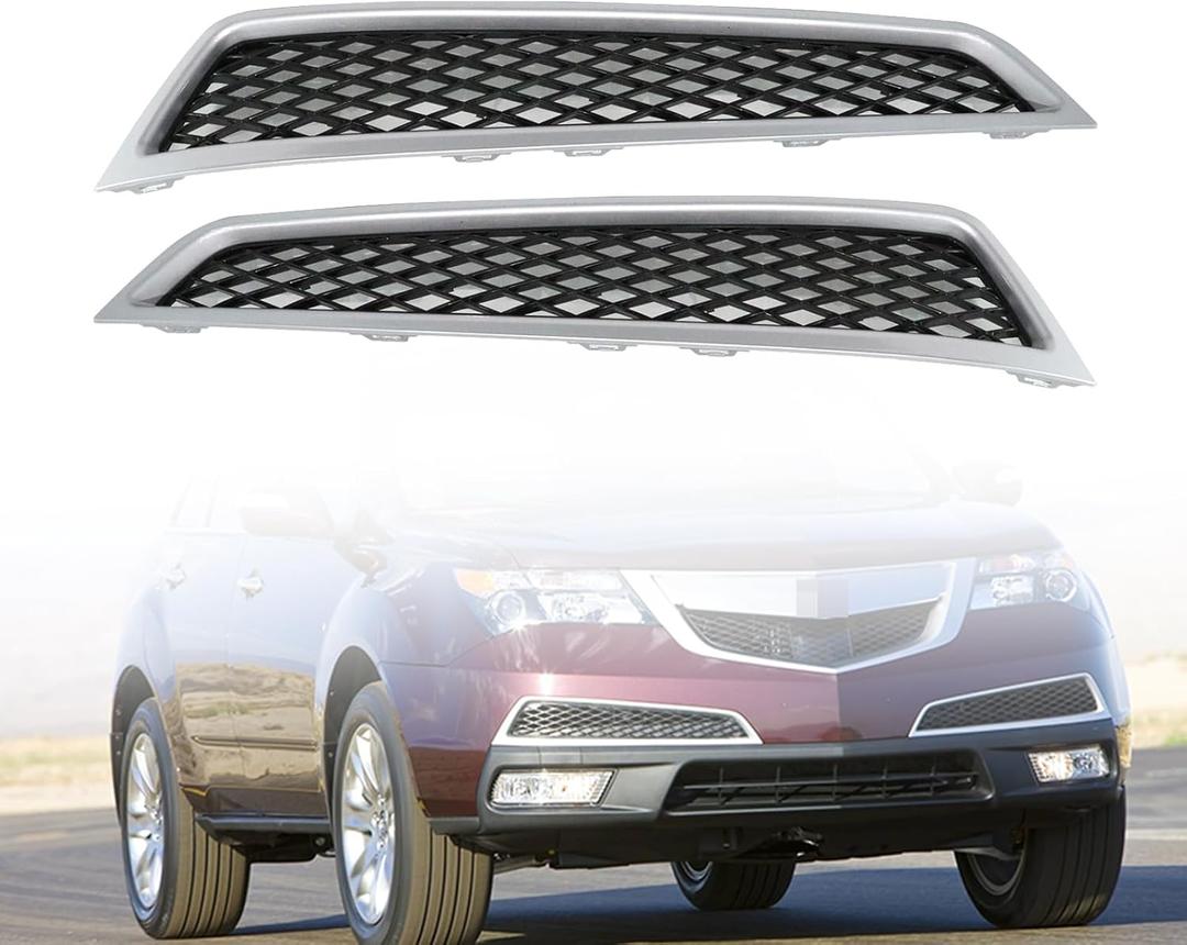 Front Bumper Lower Grille & Trim Left And Right Side Compatible With Acura AC MDX 2010 2011 2012 2013 ; Replacement For 71102STXA00, 71107STXA00