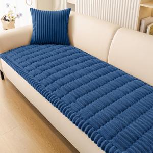 Smiry Couch Cover for Dogs Washable, Non Slip Fuzzy Pet Couch Covers for 3 Cushion Sofa Pet Friendly, Thick Soft Sofa Slipcovers Cushion Protector (Navy Blue, 27.6" x 70.9")