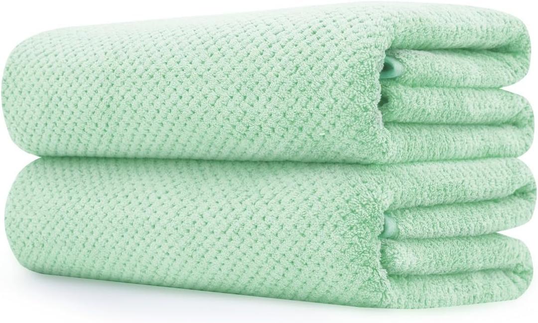 Extra Large Bath Towel Sheet Set 35x70 Inches Oversized Bath Towels Set,Jumbo Large Microfiber Quick Dry,Lightweight,Super Soft,Highly Absorbent Towel Set for Bathroom,Hotel,Pack of 2(2PCS Green)