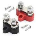 EATAKWARD 2Pcs 5/16" Dual Studs Block Bus Bar, 12V 200A Battery Power Stud Junction Post, Battery Distribution Block Post Positive Negative Busbar for Auto Car Marine Boat (Red+Black)