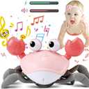 Control Future Baby Girl Toys Tummy Time: Pink Crawling Crab Babies Montessori Toy Learning 36 Months 3 Year Old Birthday Infant Girls Valentines Gifts Stuff 0 1 2 Essentials