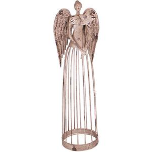 Antiqued Metal Garden Angel Statue with Star Wand, Indoor Outdoor Angel Yard Art Decor Lawn Patio Decorations Holiday Decor Garden Art (25.5" Height)