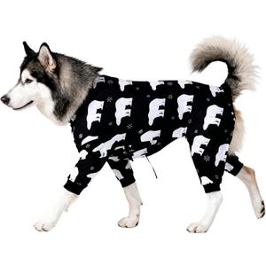 LovinPet Pitbull Clothes for Dogs Stretch Cotton Pet Shirts with Animal Print, Full Coverage Dog Clothing Perfect to Prevent Licking Wounds After Surgery for Dogs, Black XL