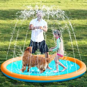 SLOOSH 72" Non-Slip Splash Pad Sprinkler - Outdoor Water Play Toys Backyard Fountain Mat for Toddlers Kids Dogs, Thickened Sprinkler Outside Pool Party Durable for Girls Boys Pets (72in, Orange&Blue)