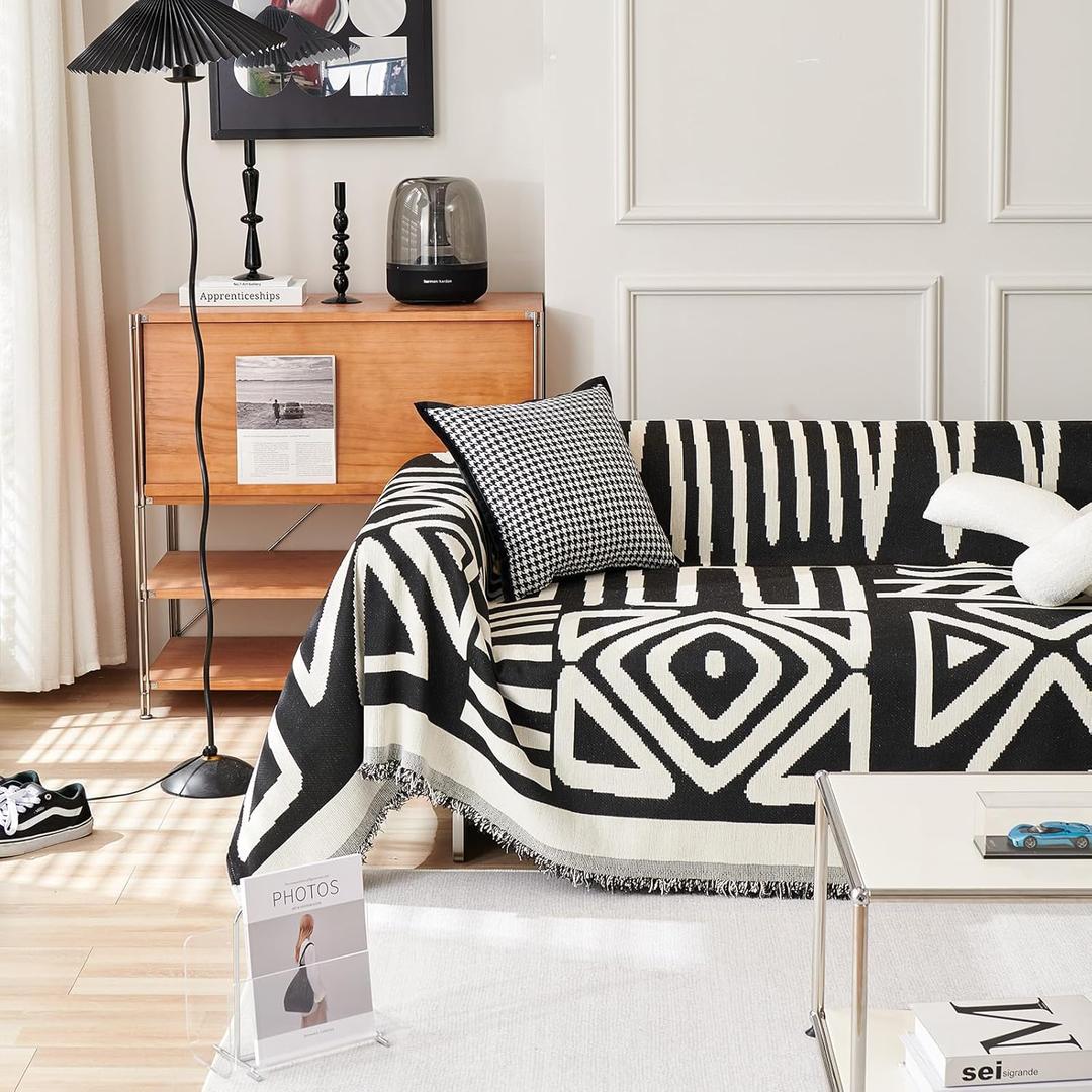 HANDONTIME Boho Sofa Covers for Dogs Black Couch Sofa Covers for 3 Cushion Couch Sofa Beige Chenille Sofa Slipcover Washable Sectional l Shaped Covers Pets Protector Furniture Covers, 71" X150" HANDONTIME Boho Sofa Covers for Dogs Black Couch Sofa Covers for 3 Cushion Couch Sofa Beige Chenille Sofa Slipcover Washable Sectional l Shaped Covers Pets Protector Furniture Covers, 71" X150"