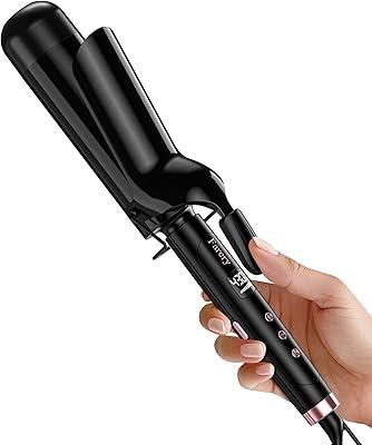 Farery 2 inch Curling Iron For Long Hair, Lightweight Large Barrel Curling Iron 2 Inch, Ceramic Curling Wand Infused Argan Oil & Keratin for Bouncy Big Curls, 9 Temps Digital Display & Lock Key, Glove