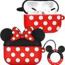 Boaretiu for AirPods Pro/Pro 2nd Generation Case  Cute Kawaii Red Bow with Keychain for AirPods Pro & Pro 2 Case Cover Funny 3D Soft Silicone Fun Cool for Girls Women Teens Boys