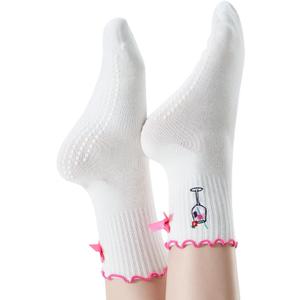 Embroidered socks,WILDBERRY APERITIF Pilates Yoga Barre Grip Socks,gift for Yoga lovers, Barre,Lillet lover socks