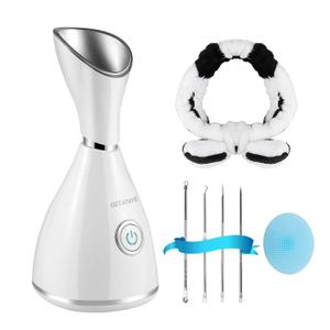 Nano Ionic Face Steamer - 10X Penetration for Facial, Unclogs Pores, Moisturizing Spa Humidifier with Free Blackhead Remover Kit, Hair Band, Face Brush